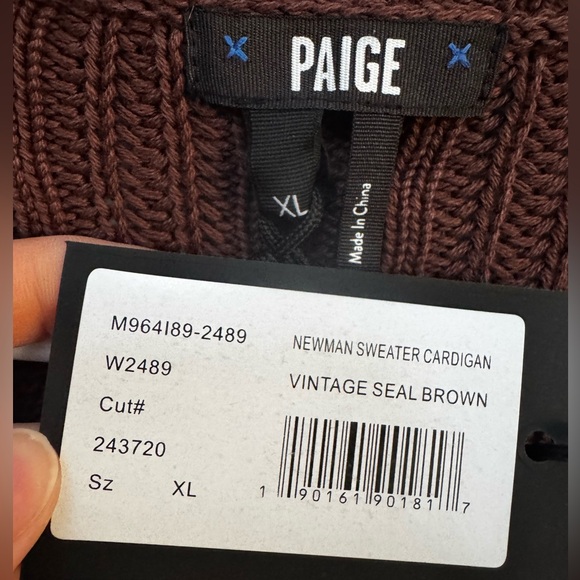BRAND NEW Paige Brown Newman Cable Knit Cardigan Sweater in XL - Picture 4 of 5